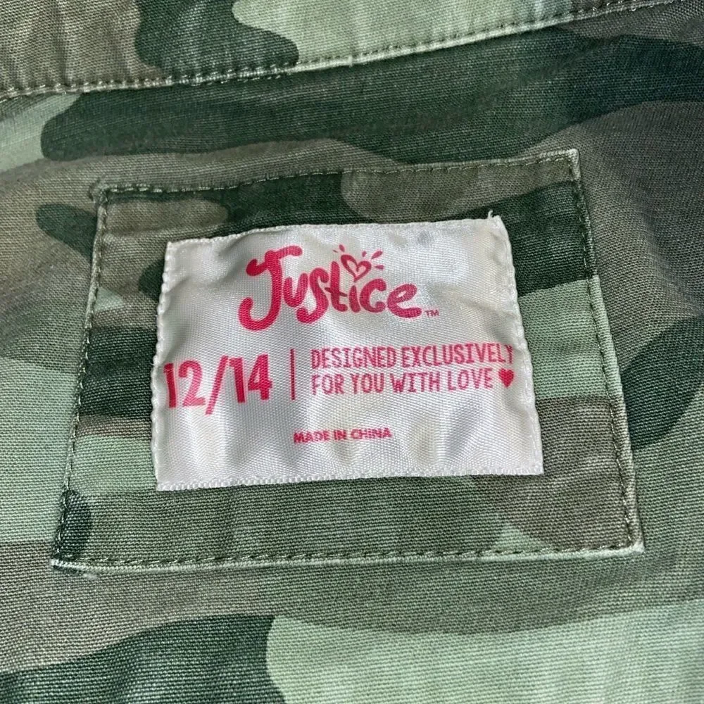 Justice camo multi pocket mid length jacket
